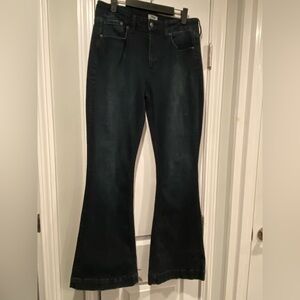 Tokyo Darling Size 10 High Waisted Flare Jeans Dark Wash Y2K Retro Bell Bottom